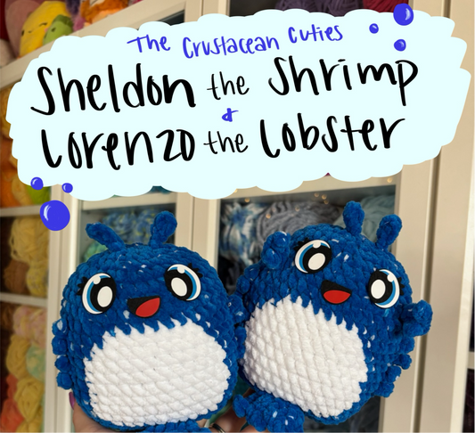 The Crustacean Cuties - Sheldon the Shrimp & Lorenzo the Lobster Crochet Pattern DIGITAL DOWNLOAD